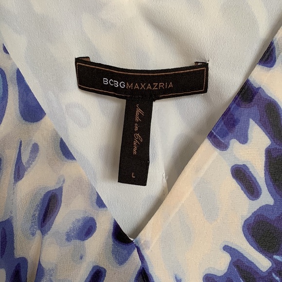 BCBG Maxazria blue and white silk party dress - Picture 3 of 10